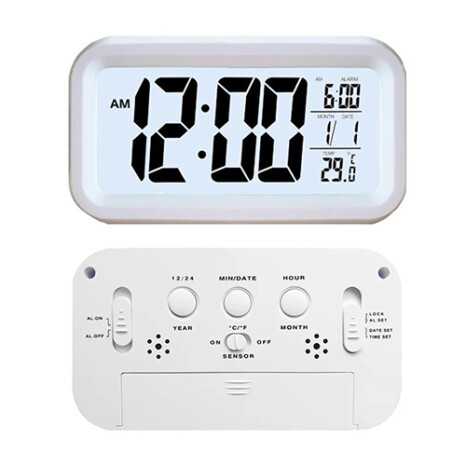 LCD Display Digital Alarm Clock Battery Powered